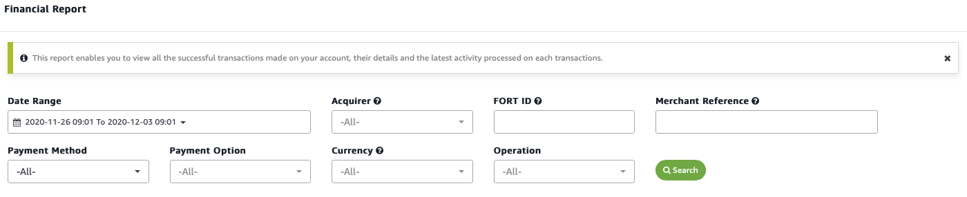 Generating reports in the back office - Amazon Payment Services