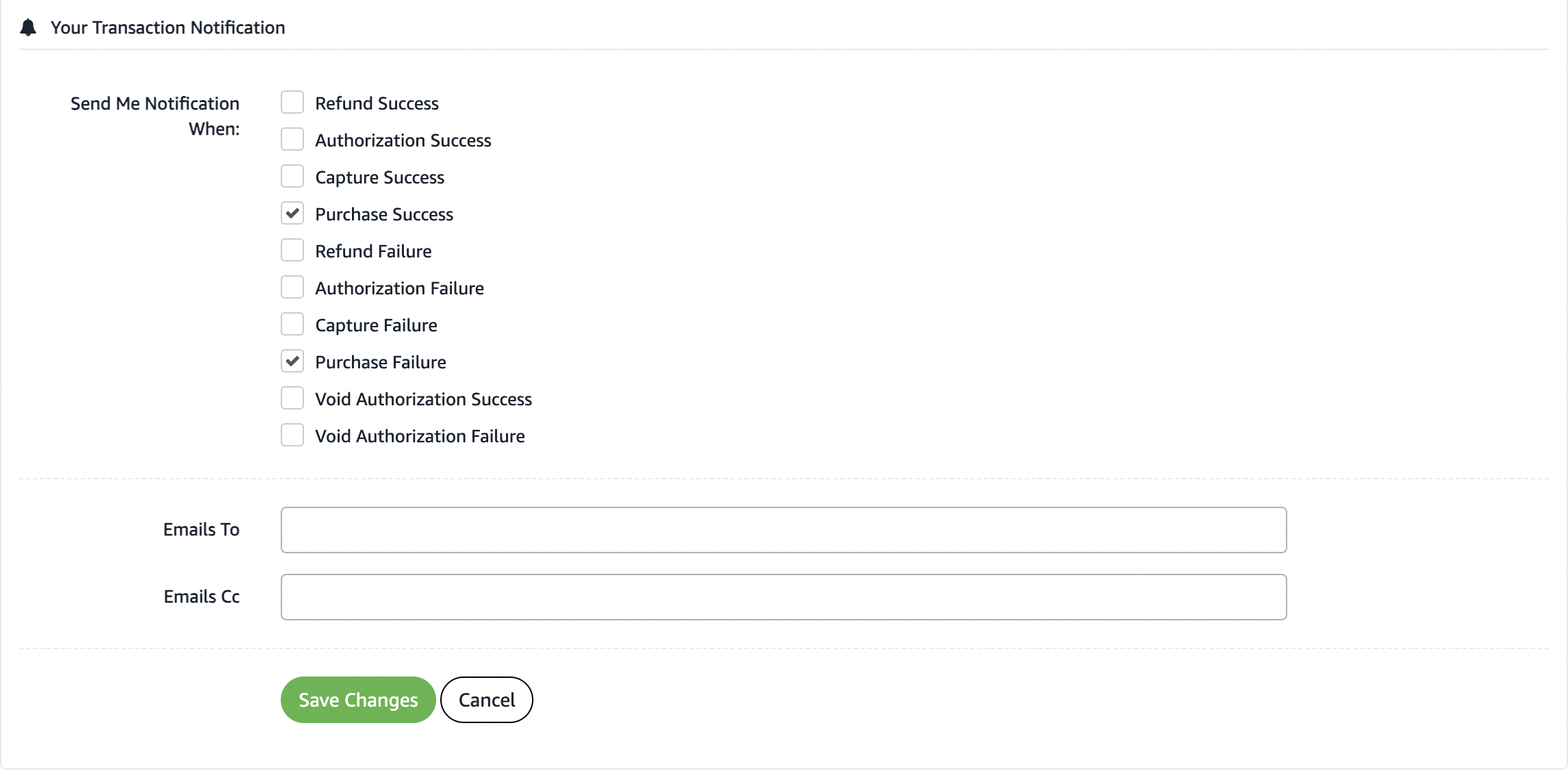 Merchant Email Configuration